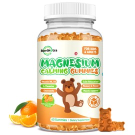Magnesium Gummies for Kids - Magnesium Glycinate Gummies Supplement with L-Theanine, Vitamin B6, D3 for Adults & Kids, Calm Magnesium for Sleep, Relaxation, Brain, Bones, Sugar Free Orange 60ct