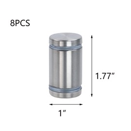 T Tulead Stainless Steel Standoff Double Head Silver Sigh Screws Holder with Rubber Spacers 1" x 1-3/5", 8PCS