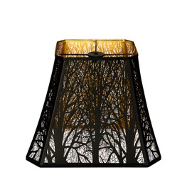 Etched Forest 𝐌𝐞𝐭𝐚𝐥 𝐋𝐚𝐦𝐩𝐬𝐡𝐚𝐝𝐞 Rectangle Lamp Shade Fitter Floor Lamp Shade, ALUCSET Large Metal Lampshade for Living Room Bedroom Top Diameter 8" Bottom Diameter 13.9" Height 11"