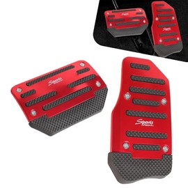 Arwrilt 2 PCS Automatic Car Pedal Cover Kits, Non- Slip Alloy Brake Pedal Gas Pedal Cover, Sport Stytle Pedal Decoration and Protection, Punch-Free Foot Pedal Pad Replacement for Most Cars (Red)