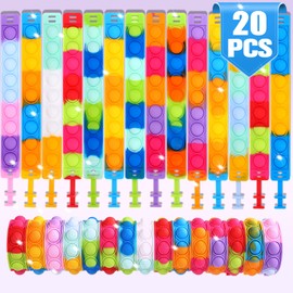 20 PCS Pop Bracelet it Fidget Toys, Fidget Bracelet for Christmas Party Bag Stocking Fillers, Decompression Wristband for Adults, Return Gifts, Fidgets Sensory Toys for Girls Boys