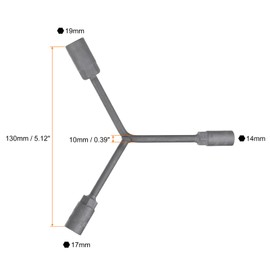 QUARKZMAN Y-shaped 3-way socket wrench, 14 mm, 17 mm, 19 mm, long arm, Y-type, 6-point Allen key, bicycle hex wrench, torque wrench for bicycle repair tools, grey