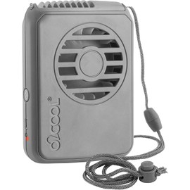 O2COOL - Ventilador de refrigeración portátil para cuello y viaje personal con pilas USB ajustable, color gris