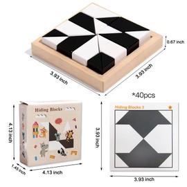 Block Puzzle, Plastic Cube Puzzle with Storage Tray Hidden Geometric Shape Pattern Jigsaw 3D Logic Thinking Training Desktop Game Montessori Toys for Ages 3 to 12 Years