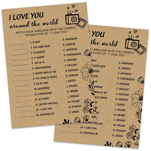 Sirjiera Bridal Shower Game, 30 'I Love You Around the