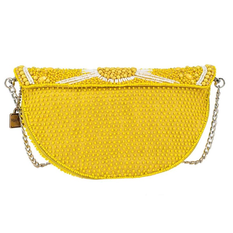 Mary Frances Tart Beaded Handbag Lemon Slice Crossbody Bag, Yellow