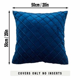 GONOVE Velvet Cushion Covers 50X50cm Soft Decorative Navy Blue Throw Pillow Cases Pack of 2 Square Pillow Covers Pillowcases with Invisible Zipper for Home Couch Sofa Bed