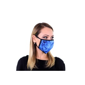 3 Pk Premium Blue Tie Dye Print Reusable Face Mask Unisex Breathable Washable 2 Layer Ice Silk and Cotton Fabric