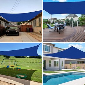 E&K Sunrise 18' x 20' Sun Shade Sail Rectangle Canopy Shade Cover UV Block for Patio Backyard Garden Outdoor (Blue)
