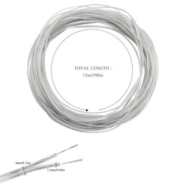 LanYing 15 Metre Cable Transparent 2-Core Electric Cable Transparent Cable 2 x 0.08 mm² 28 AWG Power Cable Transparent for Household Appliances with Low Power Consumption