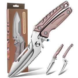 Plys Heavy Duty All Purpose Poultry Shears, Kitchen Scissors for Cutting Chicken, Poultry, Game, Meat, Bone Scissor（Brown Handle）