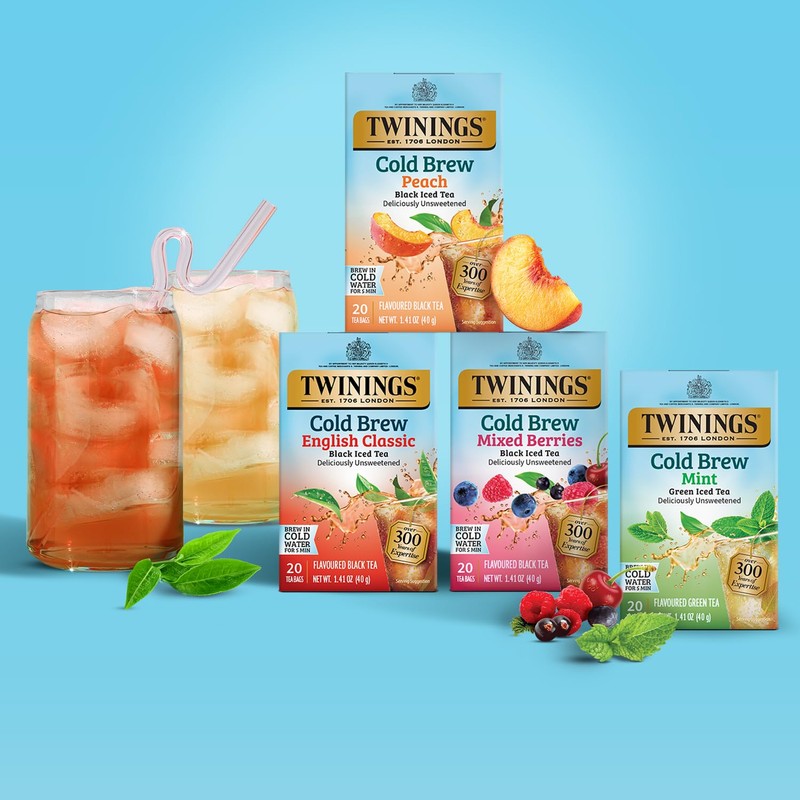 Twinings Peach Cold Brew Iced Tea Bags, 20 Count (Pack
