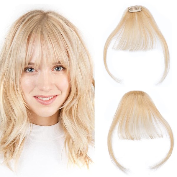 S-noilite Clip In Fringe Real Human Hair Air Bangs Hair