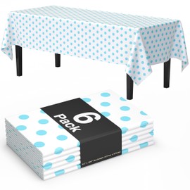 Exquisite Light Blue Polka Dot Tablecloth Plastic 6-Pack Disposable Rectangle Tablecloths 54" x 108" Light Blue Polka Dot Table Cloth Rectangle Table Covers Plastic Tablecloth for Party Decorations