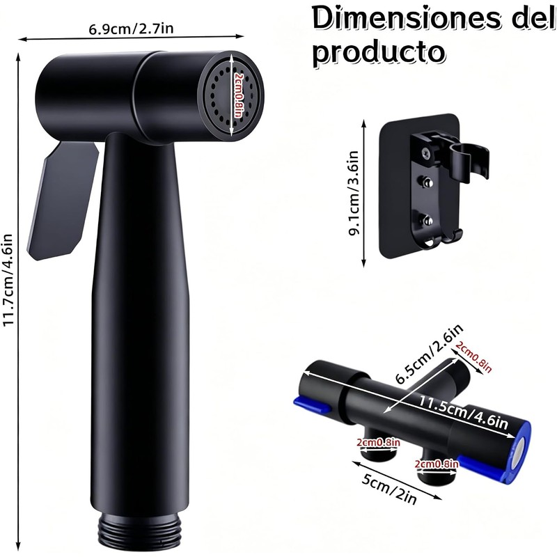 Bidet Pulverizador de Acero Inoxidable con Soporte y Manguera de