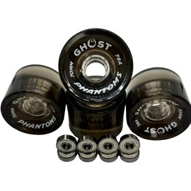 GHOST BOARDS Jelly Phantoms 70mm 78A Long Board Wheels with ABEC-7 Bearings for Smooth Cruising - Skateboard Wheels Provide Grip & Speed - Ghost Wheels Built for Tricks & Control (Black)
