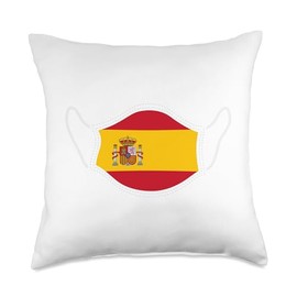 Spain Flag Face Mask Espana Throw Pillow