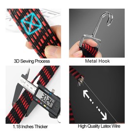 INCETUE 2M Adjustable Bungee Cords with Hooks Set, 4 Pack Long Heavy Duty Elastic Rope, Extra Strong Rubber Straps for Luggage, Camping, Roof Racks, Moving Cargo (Red)