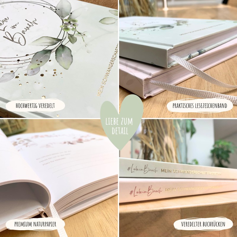 MeinBaby123® Pregnancy Diary High-Quality Gold-Plated Diary Pregnancy Gift Pregnancy Diary