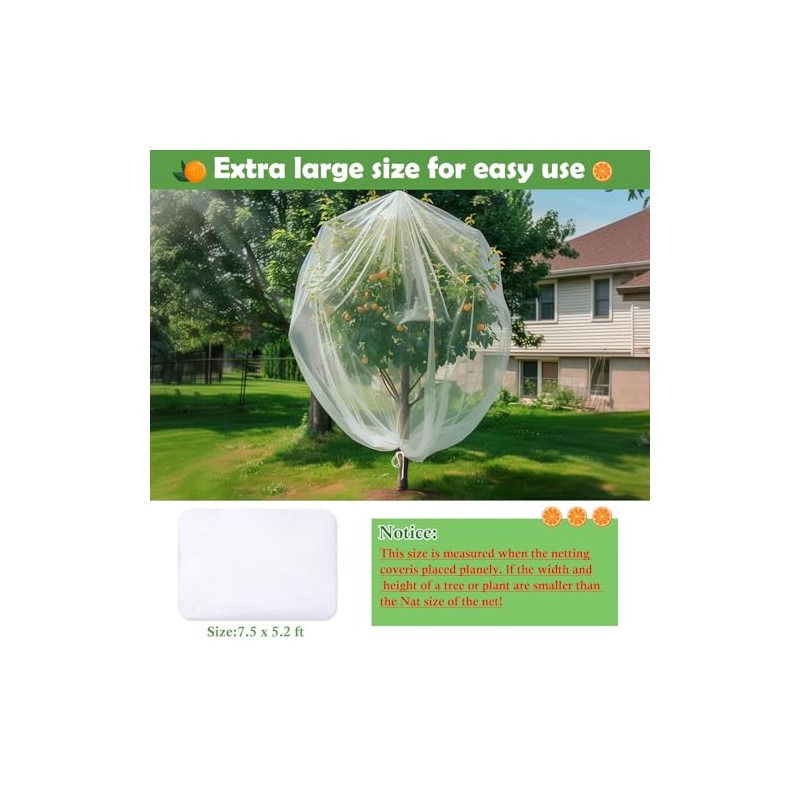 4PCS Ultra-Fine Mesh Fruit Tree Netting - 7.5 x 5.2