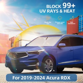 Windshield Sun Shade for Acura RDX 2019-2024 Double Layer 240T Front Window Shade Custom Fit RDX Sun Visor Foldable Shade Blocks UV Rays Summer Must Have Car Accessories