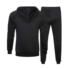AOTORR Men 2 Piece Tracksuit Set Full Zip Athletic Sweatsuit Outfit Jogger Sport Set TZ23 Black L