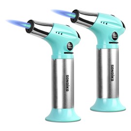 Sondiko Creme Brulee Torch, Refillable Butane Torch Lighter with Adjustable Flame for DIY, Creme Brulee, BBQ and Baking, Butane Gas Not Included, 2 Pack
