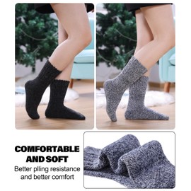 SDBING Boot Socks for Women Winter Warm Soft Cozy Thick Thermal Hiking Crew Socks Gift 3 Pairs (AB Black Purple Dark Blue 3 Pairs, 6-10)