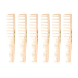 Allegro Combs 6000 peines de dientes anchos con ventilación, para peluquería, estilista, pelo rizado, fabricado en los Estados Unidos, 6 piezas. (New Light Peach)