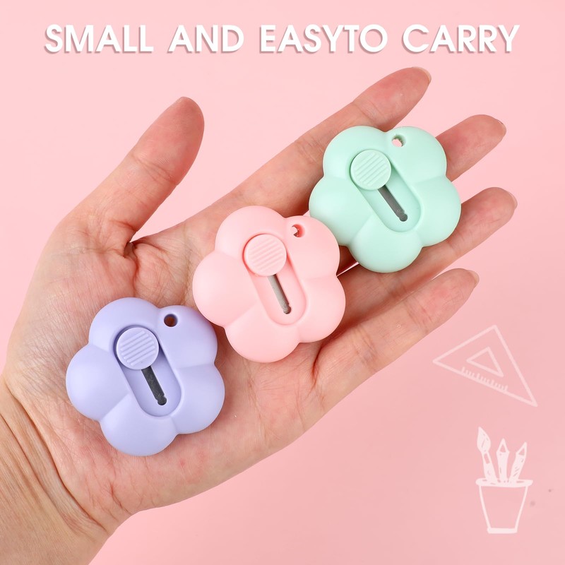 Cute Retractable Box Cutters Flower Shaped Mini Box Cutters Utility