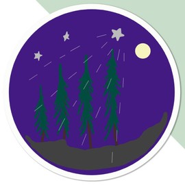 Medium 100mm 'Shooting Star Over A Mountain Forest' Permanent Sticker Decal for Cars/Windows/Bins/Walls etc (DW00116485)