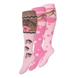 Cotton Prime 3 or 6 Pairs Children's Knee Socks with Horse Motifs, Cotton, Pack of 3