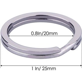 10 Pcs Round Key Rings 25 mm Stainless Steel Round Flat Key Chains Keyring Loop