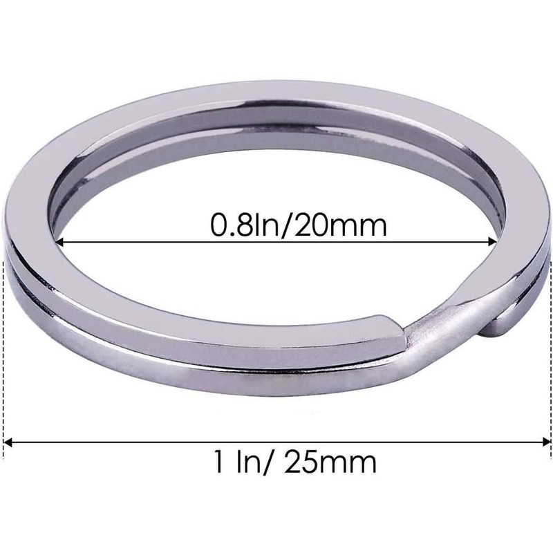 10 Pcs Round Key Rings 25 mm Stainless Steel Round