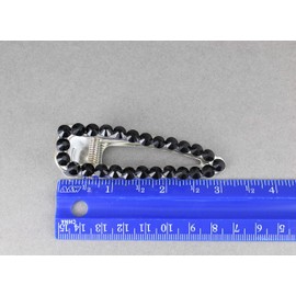 black silver crystal barrette metal alligator hair clip faceted gems sparkly 3 inches long