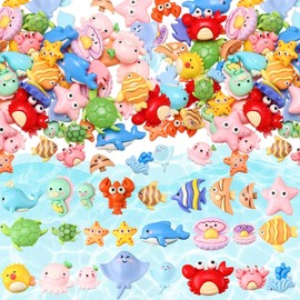 Pack of 50 Mini Figures Ocean, Miniature Sea Creatures, Sea Animals Figures, Miniature Decoration, for DIY Micro Landscape, Aquarium, Garden, Dollhouse Decoration
