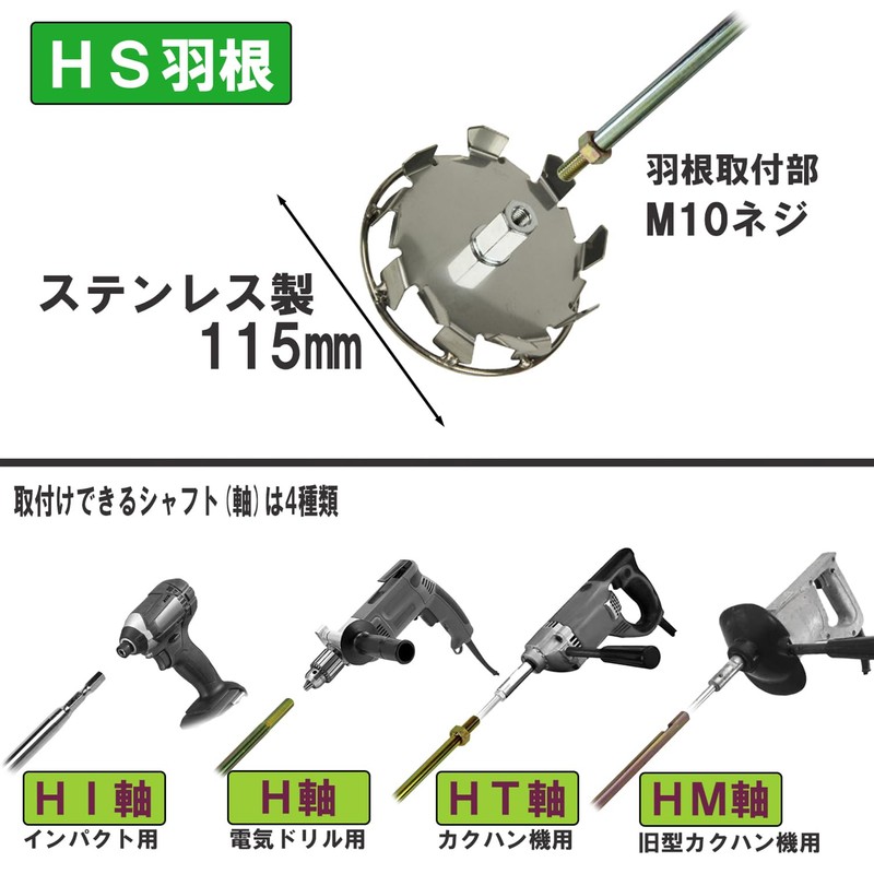 吉岡製作所(Yoshioka Seisakusyo) カクハン羽根 HS型 取付部M10 ステンレス製 115mm ガードリング付き HI軸/H軸/HT軸/HM軸用