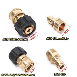 Ruimou 2 Piece Pressure Washer Adapter Set (M22-14 mm Inner Diameter to 3/8 Female Head + M22-14 mm Inner Diameter to 3/8 Male Head) 5000PSI