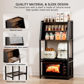 Kerisgo 2025 Baker's Rack,2 in 1 Bread Box for Kitchen Organizers and Storage,38.6'' Standing Bread Boxes