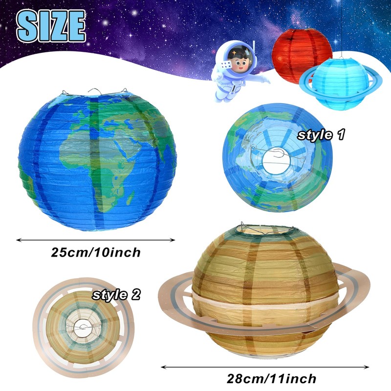 8Pcs Space Planet Paper Lanterns Hanging Planets Lantern Out of