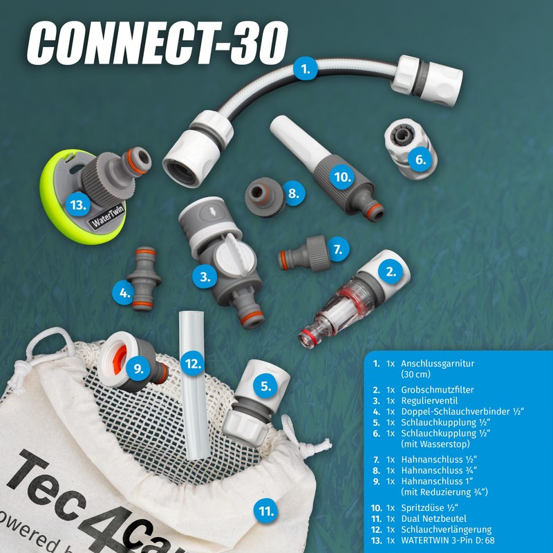 MaJoCompTec® CONNECT-30 Motorhome Water Tank Set, Caravan Filler Neck Tank