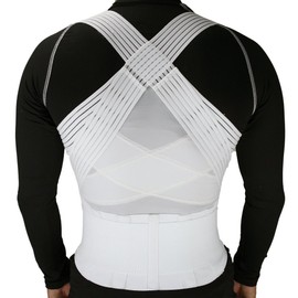 ObboMed MB-3400XL Chest Shoulder Posture Corrector, Lower Back Support, Wrap Brace Belt, Breathable Strap, Correction Round Back, Hanging Shoulders, Humpback Shoulder, Cavic Back Lumbar Spine, Suitable for Men and Women - XL: 39-42"