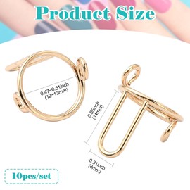 KitBeads 10pcs Adjustable Brass Nail Rings Golden Reusable Wudu Nail Rings Detachable Fingertip Rings for Wearing Manicure Art Nails Tools Supplies