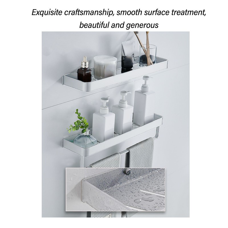 Bathroom Space Aluminum Shelf Bathroom Wall Mounted Drill Free Shelf