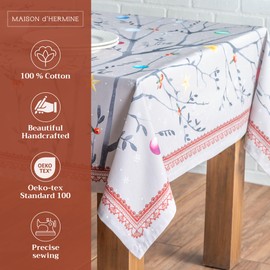 Maison d' Hermine Fairy Christmas 100% Cotton Tablecloth Kitchen Dining Table Cloth for Rectangle Tables Farmhouse Tabletop Cover for Parties, Wedding Use Thanksgiving/Christmas (60"x90")