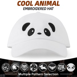 XMMAXFLOW Fashion Animal Baseball Cap for Men Women Unstructured Soft Cotton Adjustable Dad Hat, Panda-White