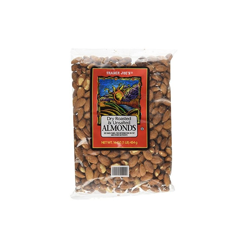 Trader Joe's Dry Roasted & Unsalted Almonds, 16 Ounce
