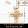 MOUMOUTEN Brass Pipe Fittings, Full Male Thread Cross 4 Tee