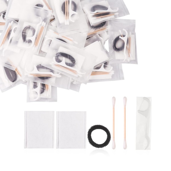 100 Piece Individually Wrapped Hotel Convenience Set for Hotel, Catering Supplies, Cosmetic Cotton Pads, Cotton Swabs, Hair Bobbles, Dental Floss