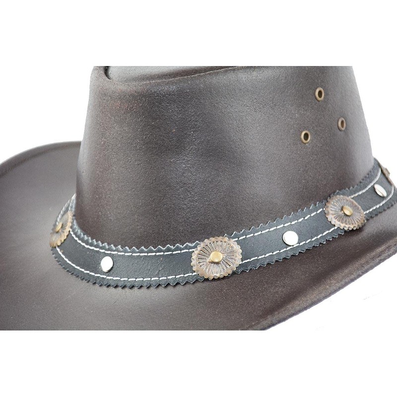Black Jungle Cowboy Leather Hat - Reedley Size L